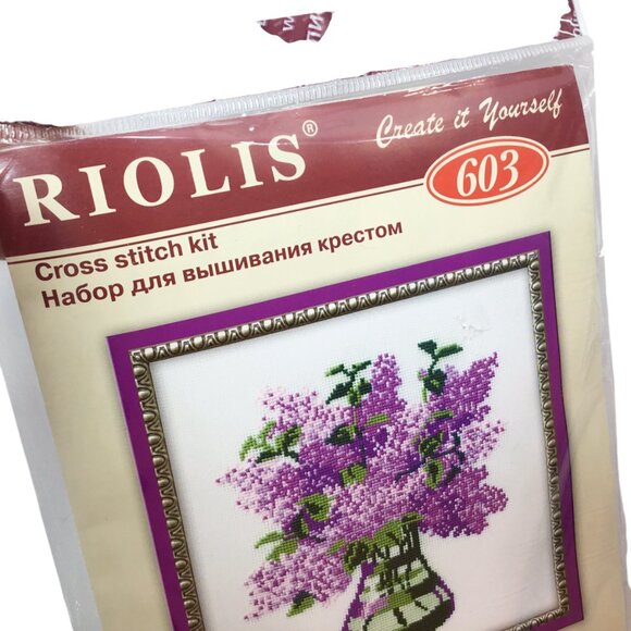 Lilac Lilacs 603 Riolis Counted Cross Stitch Kit Purple Flowers Bouquet Lavender - Picture 2 of 5